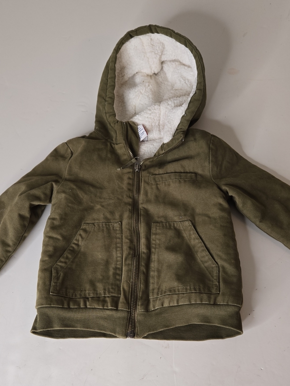Tommy Bahama Olive Green Sherpa-Lined Kids Hoodie Jacket